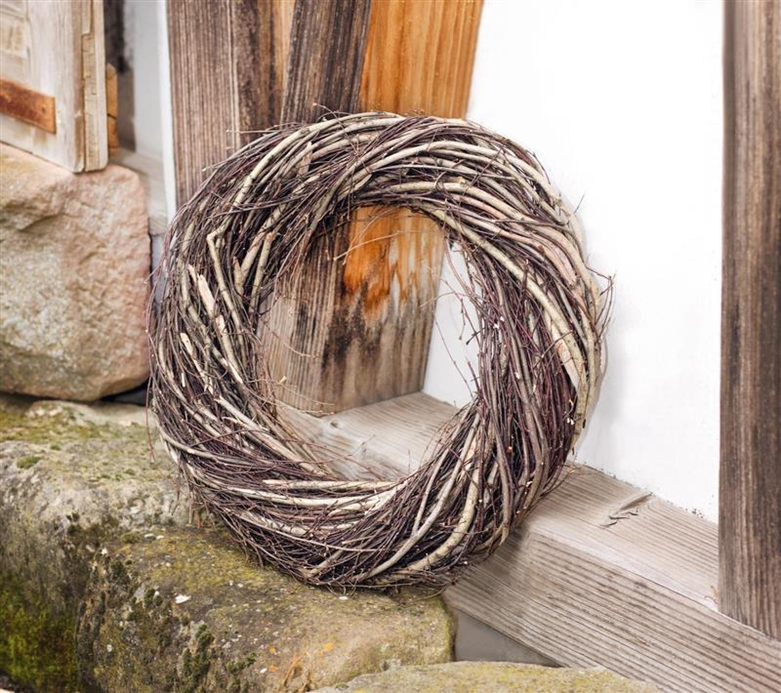 großer Deko-Kranz aus Reisig, Ø 45 cm, braun, Reisigkranz