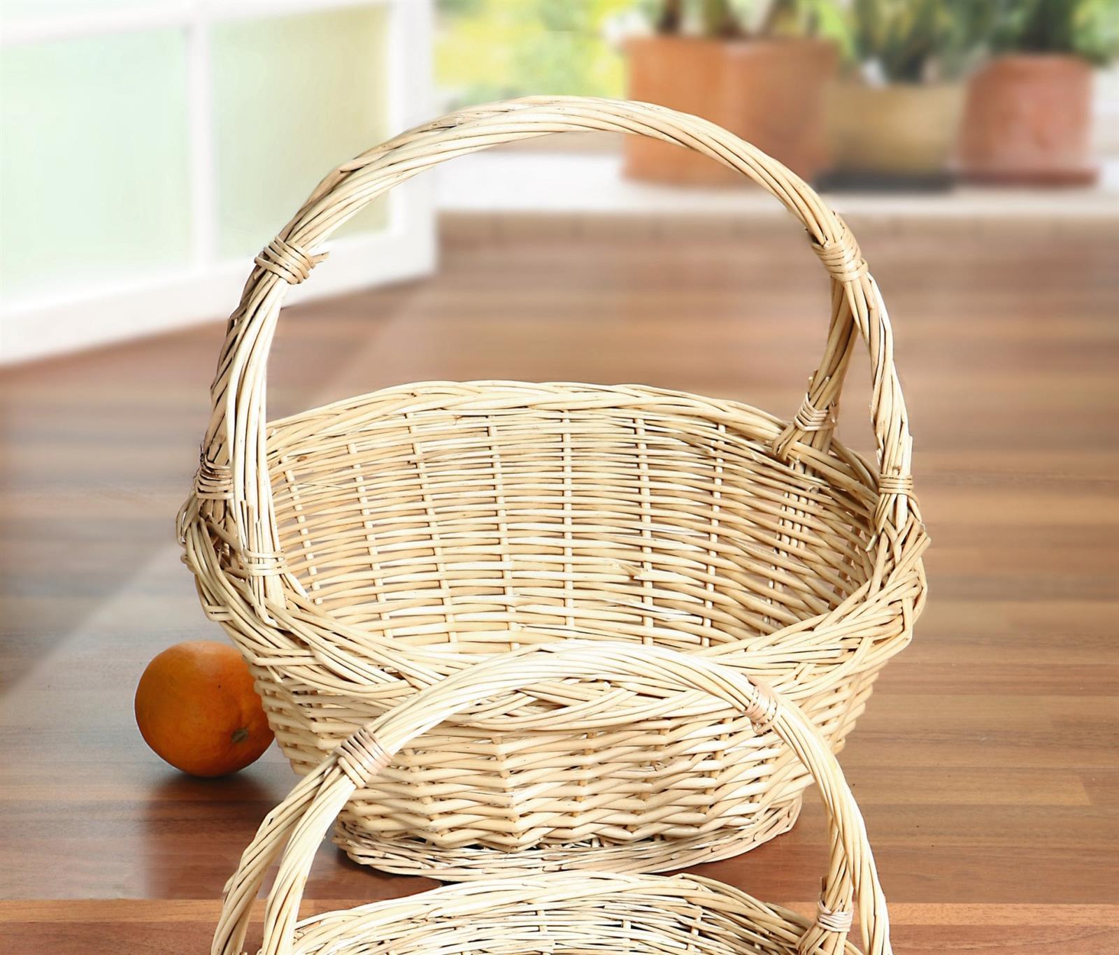 Bügelkorb "Zopfrand" groß, aus Weide, weiß, Geschenkkorb, Präsentkorb, Weidenkorb