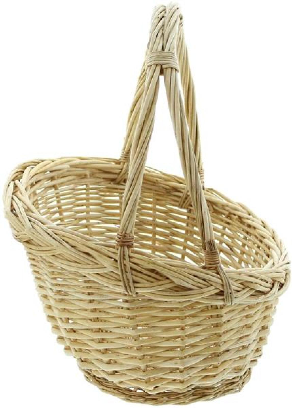 Bügelkorb "Zopfrand" groß, aus Weide, weiß, Geschenkkorb, Präsentkorb, Weidenkorb