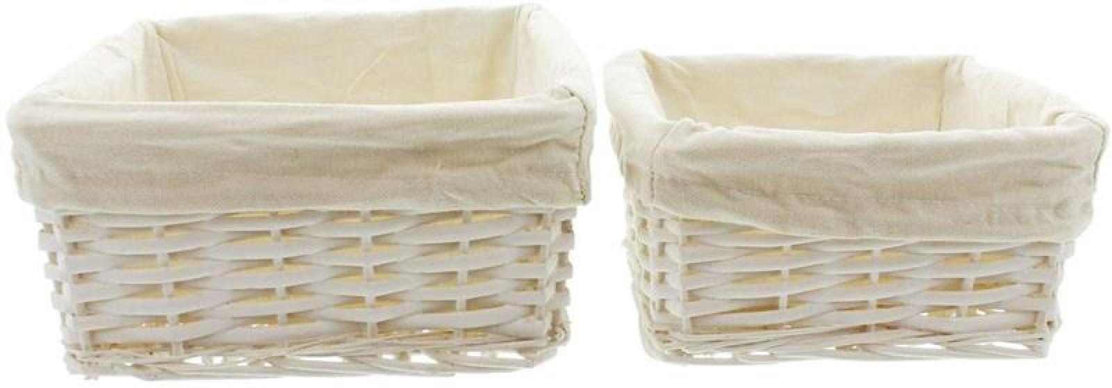 2 Aufbewahrungskörbchen aus Weide, weiß, mit Textileinlage, Füllkörbchen