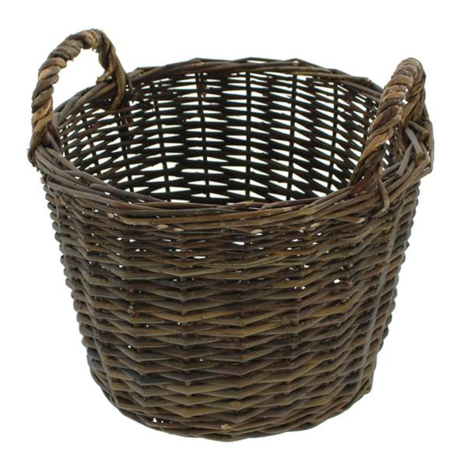 Füllkorb "Rustikal" aus Weide, braun, mittel, rund Ø 33x22 cm, Weidenkorb, Obstkorb, Flechtkorb, Aufbewahrungskorb