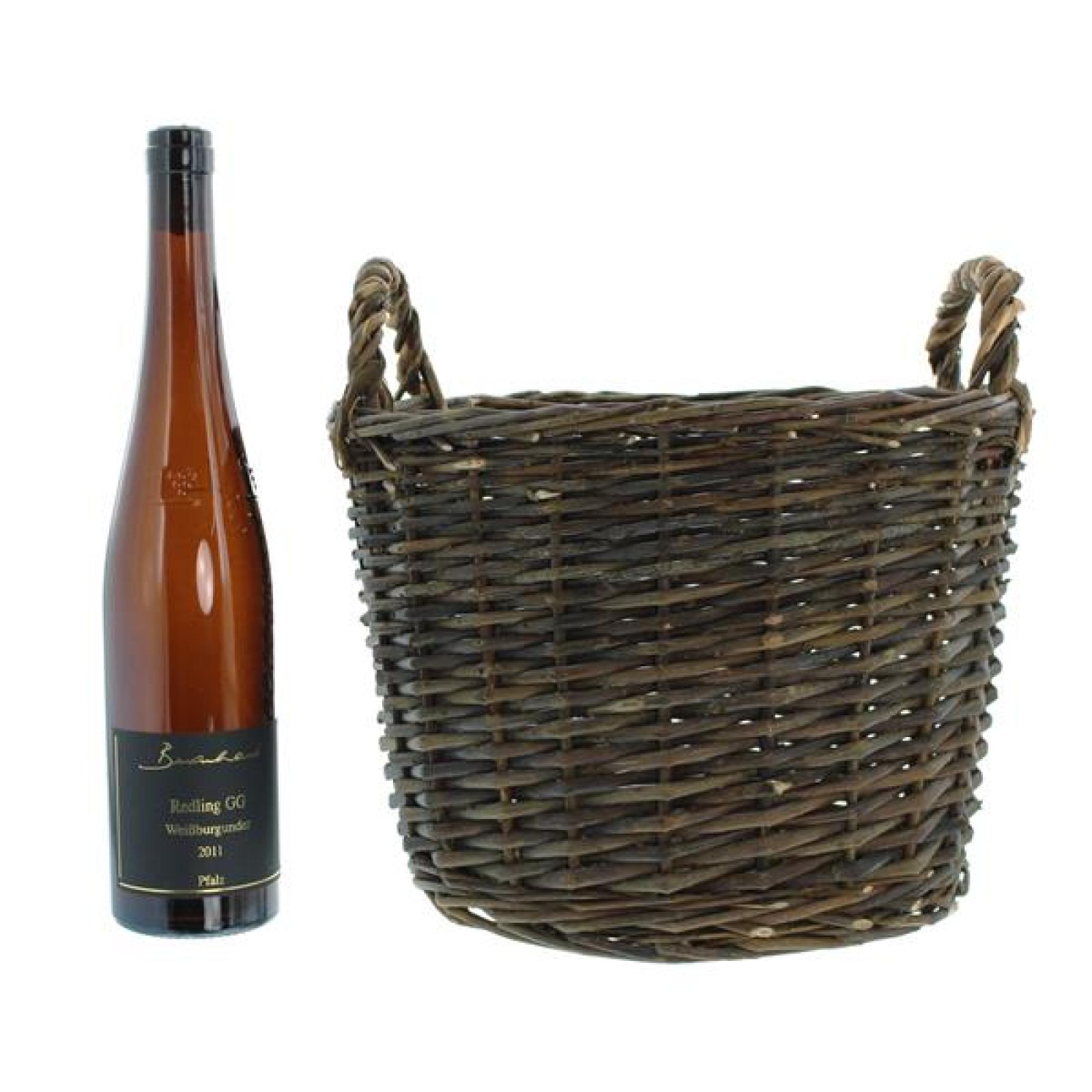 Füllkorb "Rustikal" aus Weide, braun, mittel, rund Ø 33x22 cm, Weidenkorb, Obstkorb, Flechtkorb, Aufbewahrungskorb