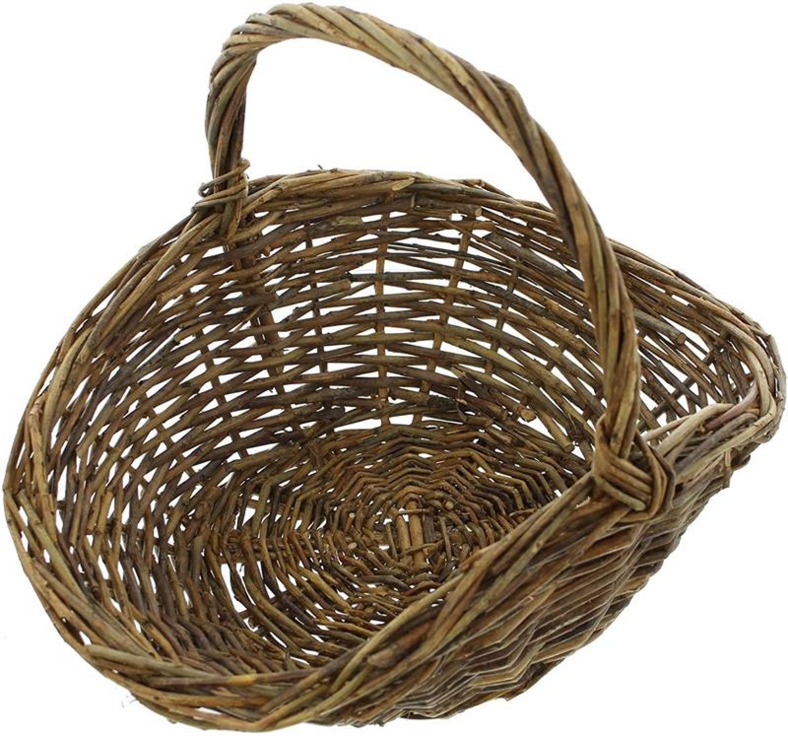 Bügelkorb "Natur" aus Weide, braun, 37x27 cm, Obstkorb, Pilzkorb, Tragekorb aus Naturweide geflochten, Weidenkorb