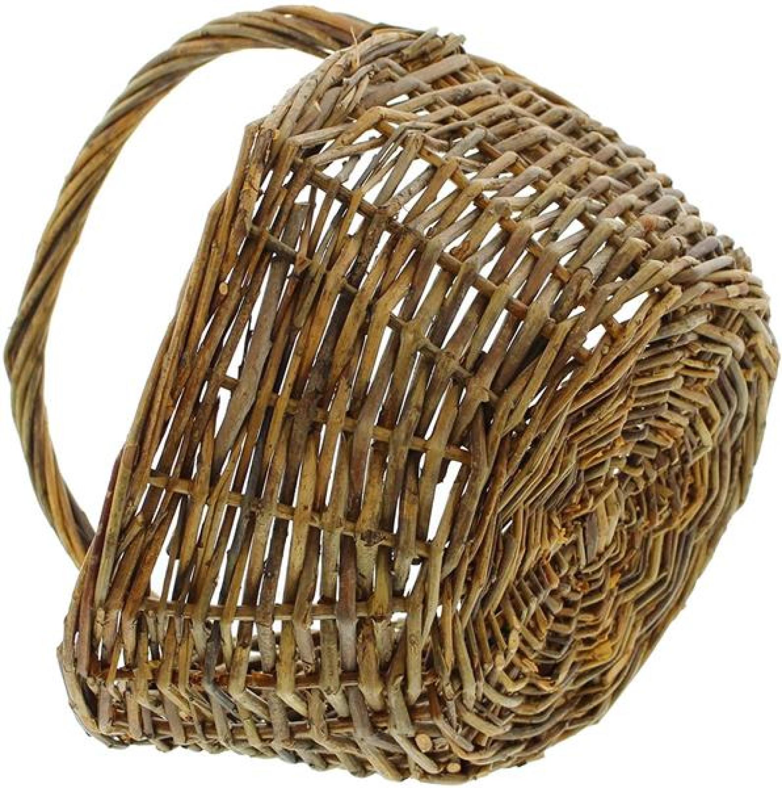 Bügelkorb "Natur" aus Weide, braun, 37x27 cm, Obstkorb, Pilzkorb, Tragekorb aus Naturweide geflochten, Weidenkorb