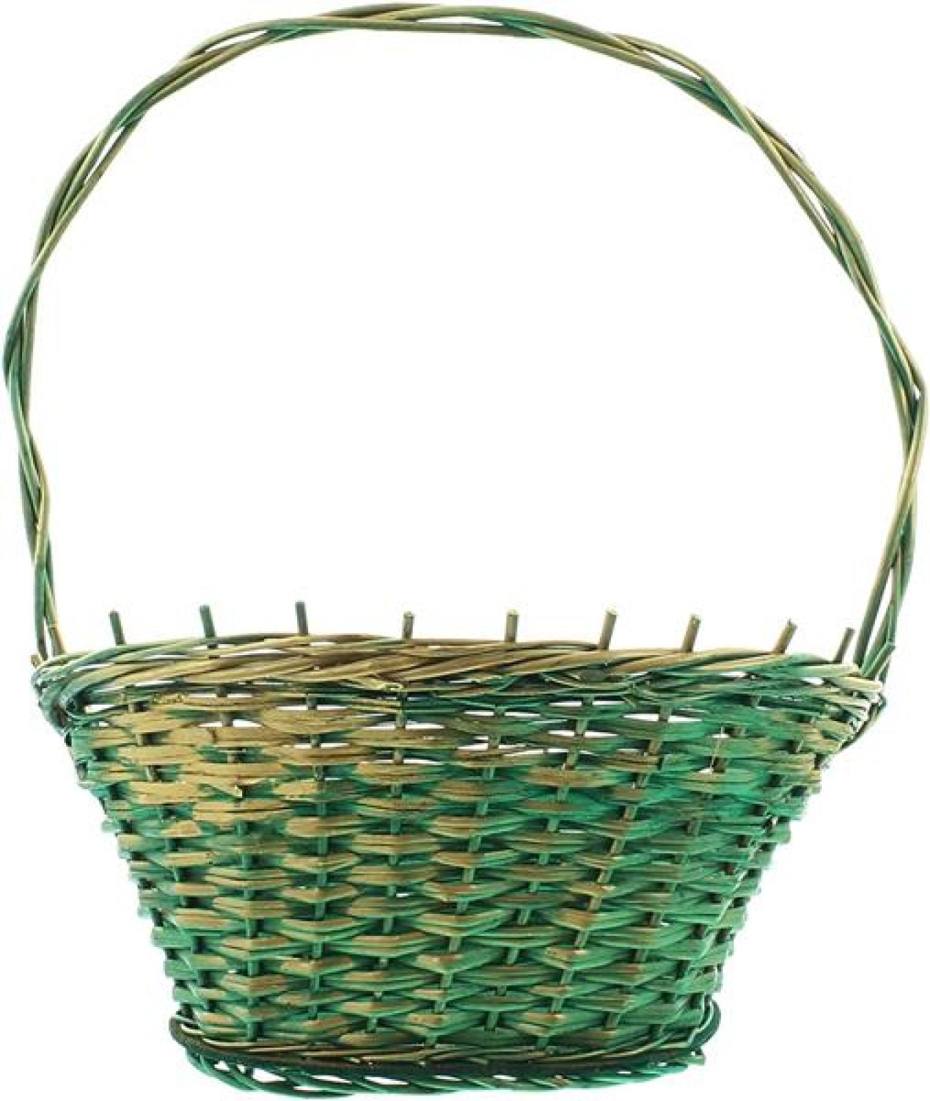 Präsentkorb grün / gold mittel, aus Weide, Geschenkkorb leer, Henkelkorb, Weidenkorb