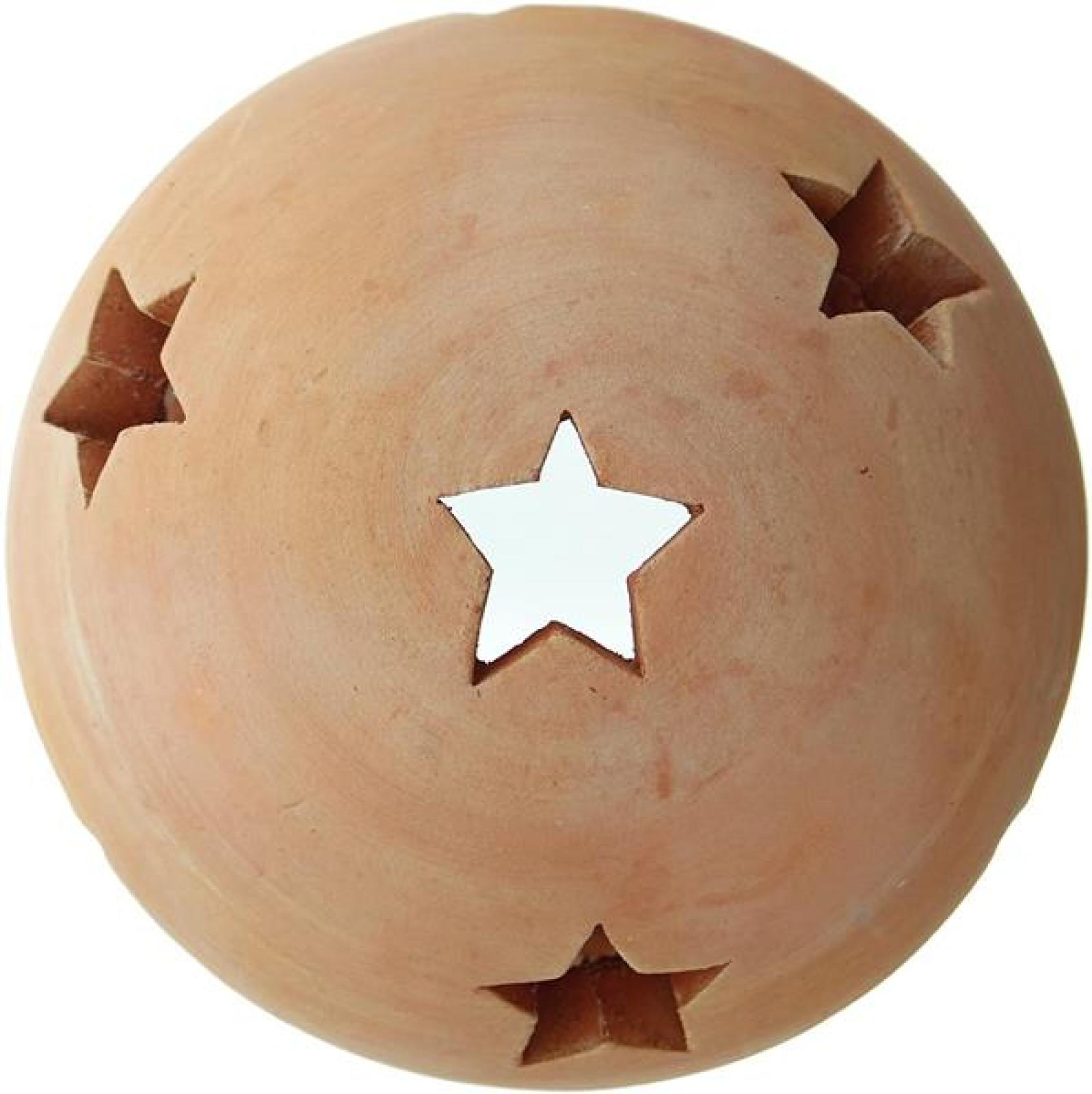Dekokugel "Sterne" aus Terracotta, Ø 17 cm, Garten-Windlicht