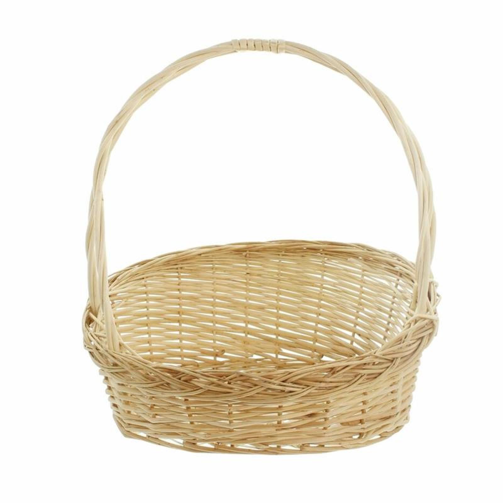 großer Bügelkorb aus Weide geflochten, weiß, Weidenkorb, Geschenkkorb, Dekokorb, Präsentkorb