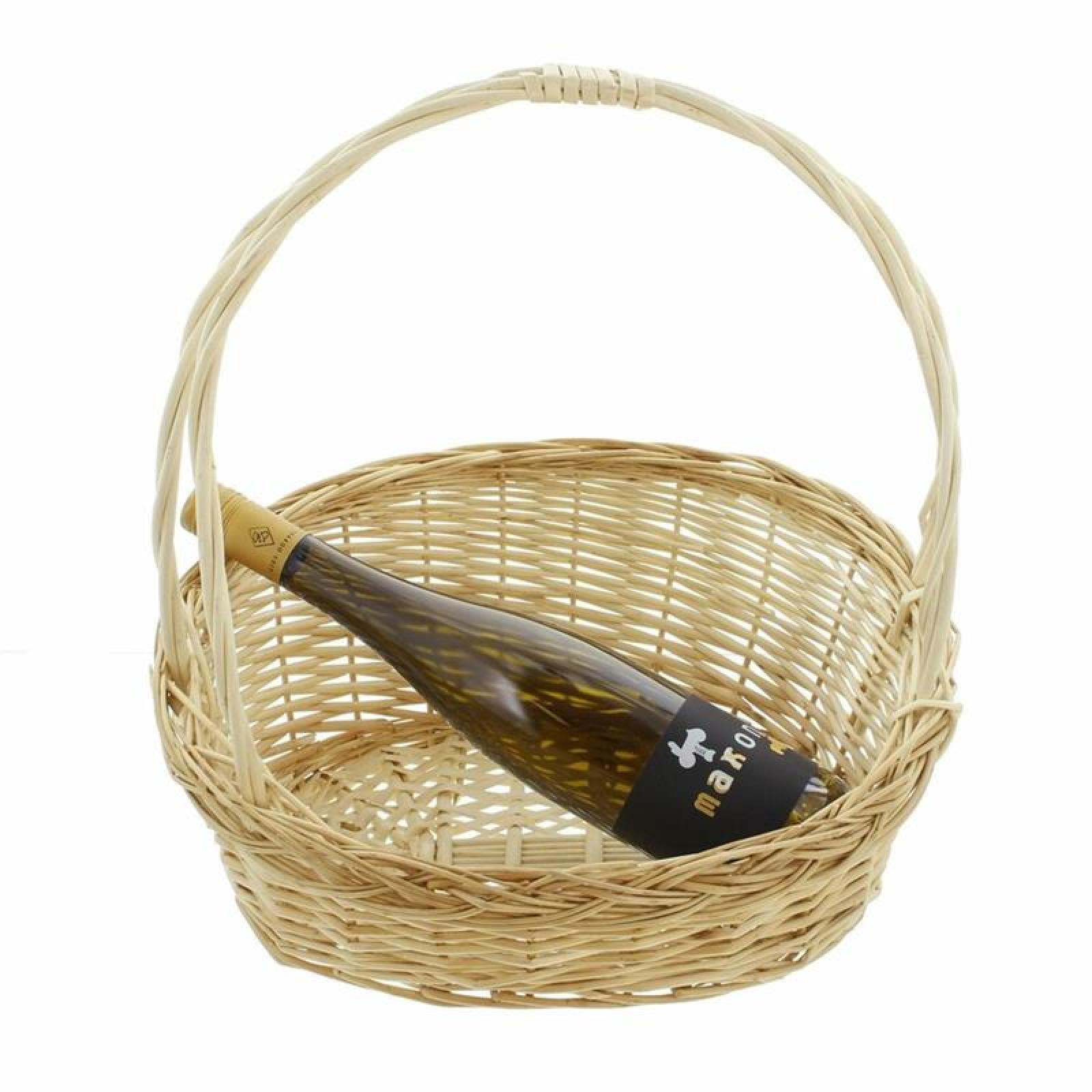 großer Bügelkorb aus Weide geflochten, weiß, Weidenkorb, Geschenkkorb, Dekokorb, Präsentkorb