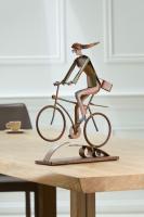 Gilde Design Skulptur "Cycling Girl", Metall, rost, Radfahrer Dekofigur, Statue