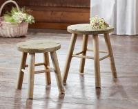 2 Hocker aus Holz, rund, rustikal mit Antik Finisch, Blumenhocker, Sitzhocker