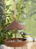 Dekohänger "Futterstation" aus Metall in Rost Optik, Futterhaus zum Hinhängen für Garten, Balkon oder Terrasse, Vogelhaus