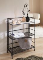 Regal "Simply Modern" aus Metall, schwarz & MDF, klappbar, Standregal mit 3 Böden, Badregal, Küchenregal