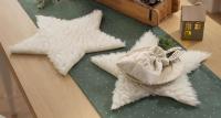 2x Dekofell "Stern" in creme, Ø 40 cm, Kunstfell, Tischdeko, Sitzauflage
