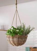 Pflanzampel "Koboo Grey" aus Rattan, grau, handgefertigt, Blumenampel, Hängeampel