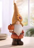 Dekofigur "Herbstwichtel" 23 cm hoch, Wichtel stehend mit Kürbis, Wichtelfigur, Dekowichtel, Halloweendeko, Herbstdeko