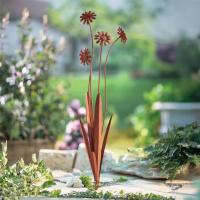 Gartenstecker "Rostblumen" aus Metall mit Echt Rost Finish, 100 cm hoch, Dekostecker wetterfest, Roststecker, Outdoor Gartendeko für Draußen