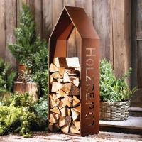 Kaminholzregal "Holzdepot" aus Metall mit Rost Finish, Holzlager, Brennholzregal