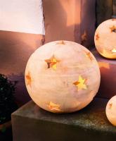 Dekokugel "Sterne" aus Terracotta, Ø 17 cm, Garten-Windlicht